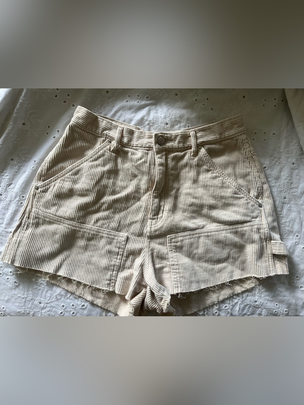 BDG Cream Corduroy Cargo Shorts